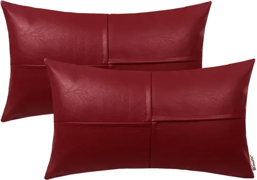 Miniatura 27 de BRAWARM Fundas de almohada de tiro de cuero sintético de 18 x 18 pulgadas, fundas de almohada de cuero marrón foca paquete de 2, almohadas Sello