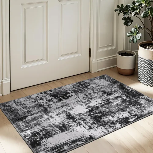 Miniatura 15 de Rugflix Alfombras de área de 8 x 10 pies para sala de estar, alfombra grande lavable, resistente a las manchas, pelo bajo, alfombra oscura moderna