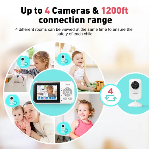 Miniatura 8 de Simyke Monitor de bebé de video actualizado, cámara WiFi para bebé, pantalla de 2.8 pulgadas y control de aplicaciones, alcance de 1200 pies