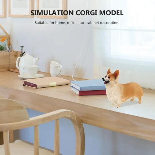 Miniatura 7 de IMIKEYA Figura de Corgi galés, mini estatua de perro de resina, estatua de perro pequeño de Corgi para pastel, escultura de estatua de animal