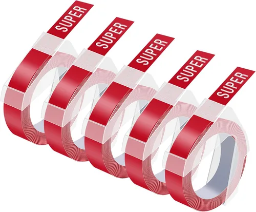 Miniatura 15 de USUPERINK Paquete de 5 etiquetas de plástico 3D compatibles con Dymo 520109, cinta blanca sobre negra, 0.354 in 3/8 pulgadas x 9.8 ft, 9.8 pies, uso