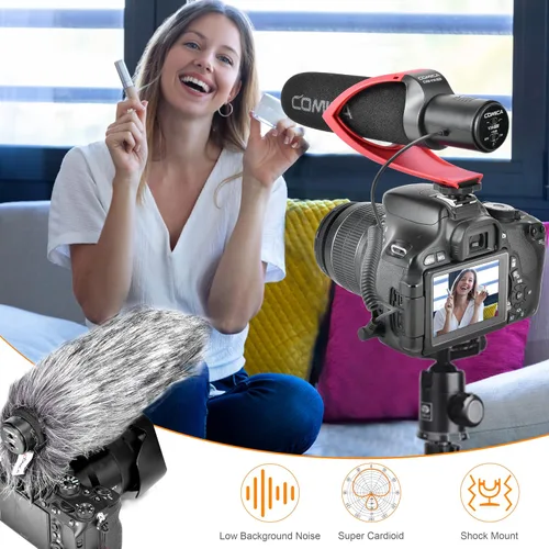 Miniatura 3 de COMICA Micrófono de cámara CVM-V30 PRO de escopeta para video con interfaz de 3.5mm, micrófono de video para entrevistas para Canon Nikon Sony