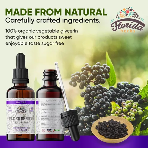 Miniatura 3 de Tintura de saúco negro, extracto de extracto de saúco negro orgánico para apoyo inmunológico (Sambucus Nigra) 2 onzas líquidas