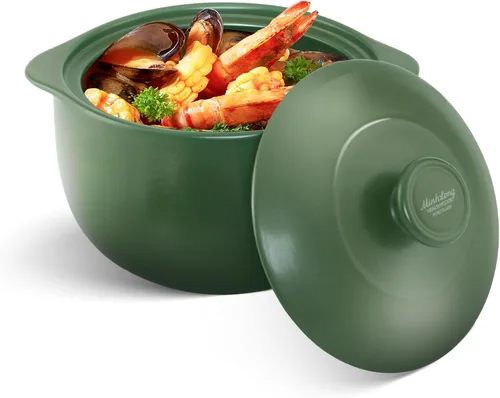 MINH LONG - Horno Holandés de Porcelana de 2 Cuartos de Galón con Tapa – Libre de Plomo y Cadmio, Seguro para Horno hasta 482°F, Retención de Calor,