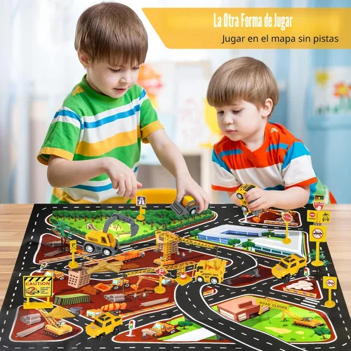 Miniatura 5 de 260 PIEZAS Pistas de Carreras de Construcción para Juguetes de Niños, 2 Autos de Carreras, 4 Autos de Construcción, 1 Mapa y Conjunto de Pistas
