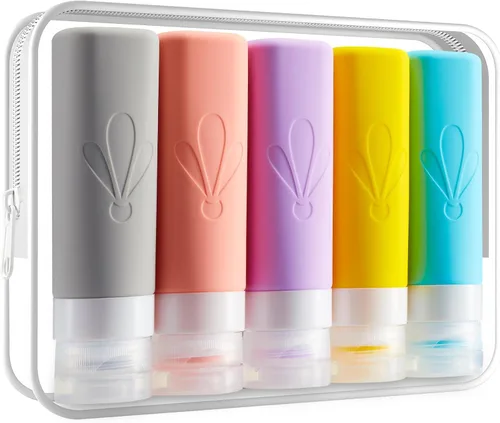 Miniatura 15 de INSFIT Botellas de viaje para artículos de tocador, artículos de aseo de tamaño de viaje de 3 onzas aprobadas por la TSA, sin BPA, tubos de silicona