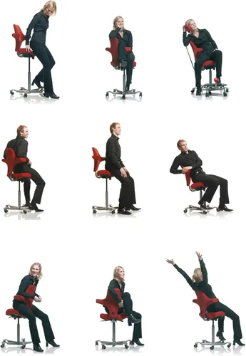 Miniatura 11 de HAG Capisco Silla de escritorio estándar ajustable, marco negro, asiento negro de vinilo ónix