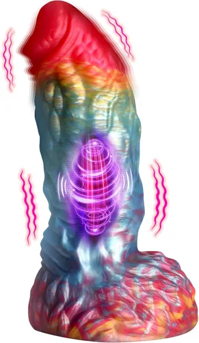 CREATURE COCKS Consolador vibratorio de silicona Rainbow Phoenix para hombres, mujeres y parejas. Consolador de fantasía con potente vibración.