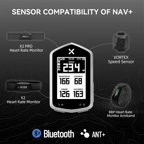 Miniatura 2 de XOSS NAV Plus - Computadora de bicicleta GPS con Bluetooth, 2.4 pulgadas Ant+ Bike Computadora inalámbrica con batería de 33 horas de duración, IPX7