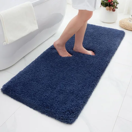 Miniatura 52 de Alfombras de baño antideslizantes, lavables, ultra gruesas, suaves, de microfibra absorbente, de látex de espuma de alta densidad, con respaldo Beige