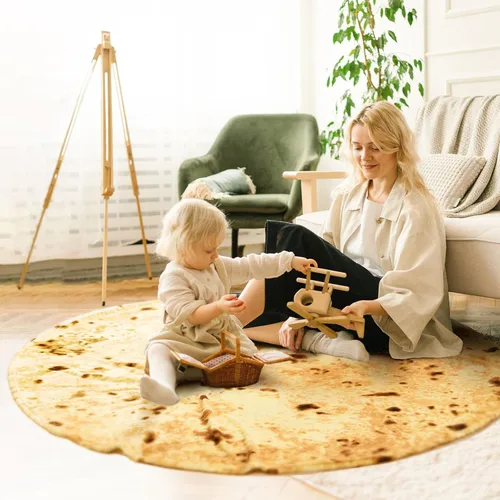 Miniatura 4 de Vessia Manta de tortilla de burritos (amarillo, 60 pulgadas), manta gigante realista divertida de comida para adultos y niños, 300 GSM, doble cara