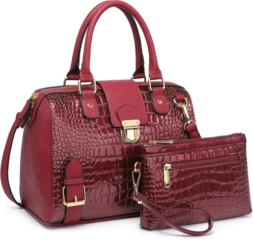 Dasein - Bolso de mano para mujer, diseño de barril, cuero vegano, bolso de hombro, con asa superior, a la moda, bolso de trabajo