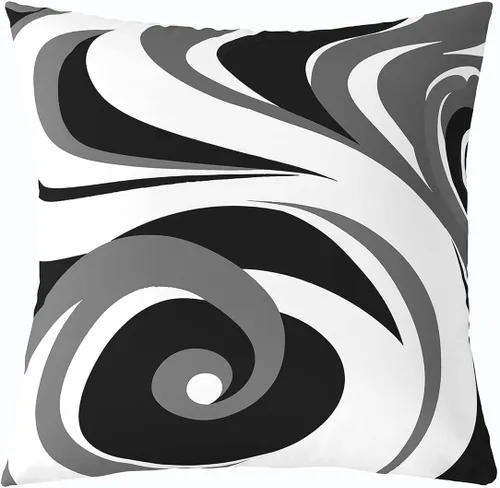 Miniatura 29 de Feelyou Juego de 4 fundas de almohada geométricas reversibles para exteriores de 16 x 16 pulgadas, diseño geométrico de rayas negras y grises, juego