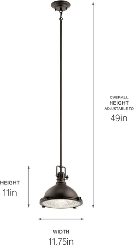 Miniatura 4 de Kichler Hatteras Bay 11" 1 Lámpara colgante con lente Fresnel transparente Olde Bronze® Bronce antiguo