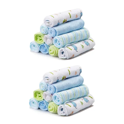 Miniatura 8 de Spasilk Juego de Paños de Lavado para Bebés Recién Nacidos Niños y Niñas, Juego de Paños de Rizo Suave, Paquete de 10, Azul