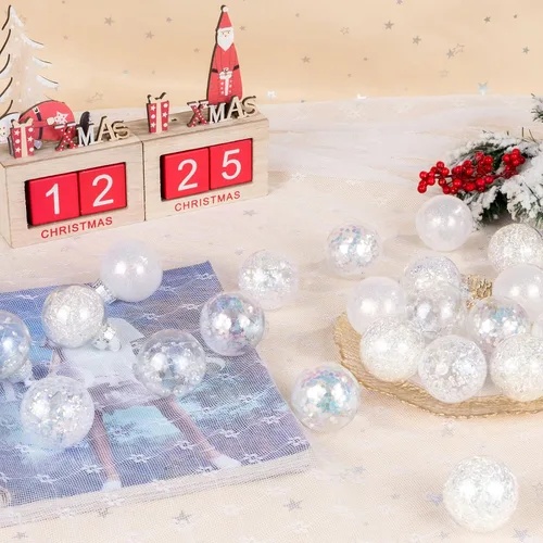 Miniatura 5 de 24 unidades - Adornos de bolas de Navidad de plástico transparente inastillable colgantes con bolas delicadas decorativas