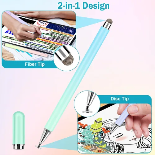 Miniatura 4 de Lápices ópticos para pantallas táctiles, 4 piezas de lápices ópticos de disco de alta precisión con tapa magnética, lápiz óptico 2 en 1 compatible