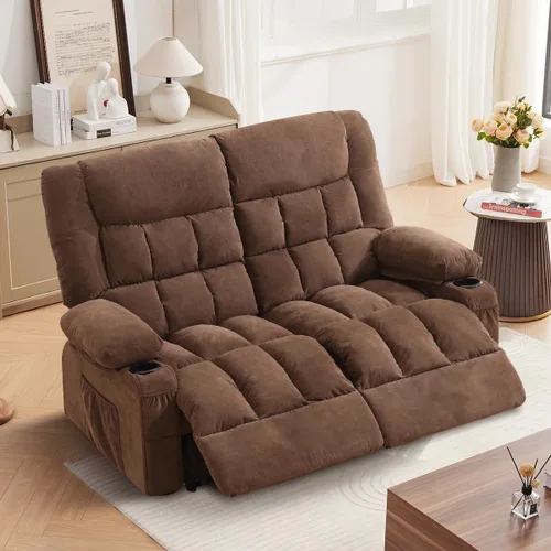 Miniatura 13 de Silla reclinable con portavasos para sala de estar, reclinable manual de tamaño grande con asiento individual, ergonómico, bolsillo lateral