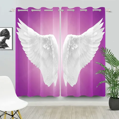 Miniatura 8 de Renaiss Cortinas decorativas de alas de ángel para ventana, alas blancas puras, tratamiento de ventana, cortinas opacas para dormitorio