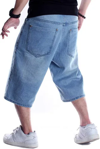Miniatura 4 de Kinghua Pantalones cortos de mezclilla holgados para hombre, estilo casual, ajuste holgado, hip hop, monopatín