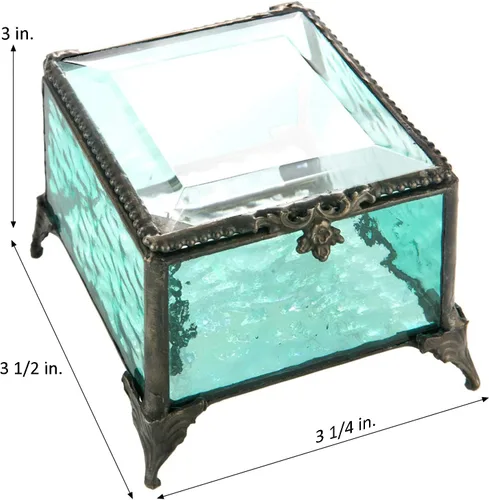 Miniatura 6 de Caja de cristal decorativa para joyería, anillo de exhibición, pulsera, aretes, organizador de almacenamiento, regalo de recuerdo para mamá, hija