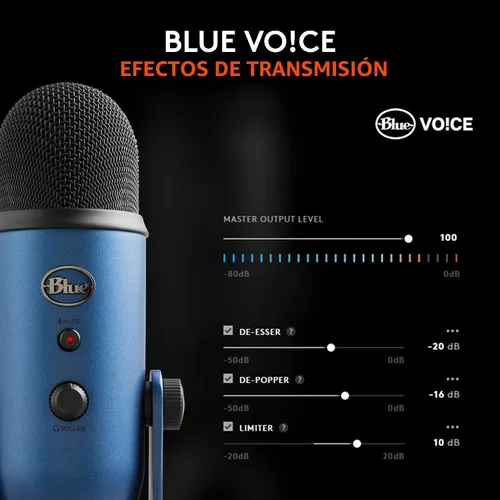 Miniatura 3 de Logitech Creators Blue Yeti - Micrófono USB para juegos, transmisión, podcast, YouTube, Discord, PC, sonido de estudio, Plug & Play, azul medianoche