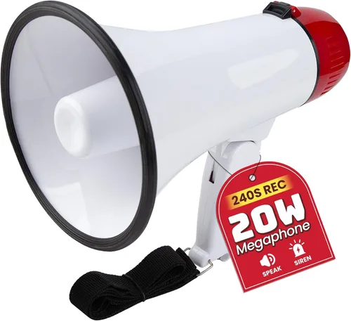 Miniatura 13 de MyMealivos 20W Megaphone Bullhorn, Built in Siren & 240s Recording, 5.4"×8.6" Portable Megaphone with Volume Control Cover Up to 300 feet+ for Verde