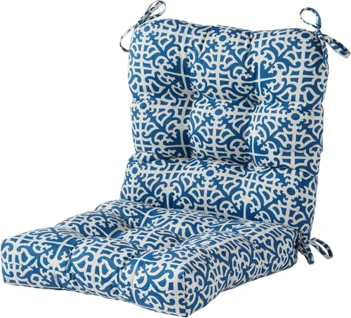 Miniatura 26 de Cojines para silla de exterior con bisagras, diseño de una sola pieza, cojín reversible para asiento y respaldo de patio con lazos, tela