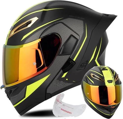Miniatura 8 de Casco de cara completa abatible para motocicleta con doble visera solar, aprobado por ECE/DOT, casco de motocross para scooter, turismo, bicicleta