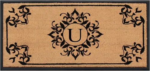 Miniatura 37 de A1HC - Tapete de puerta con monograma de fibra de coco natural para puerta delantera, 24 x 48, felpudo duradero tratado anti-desprendimiento