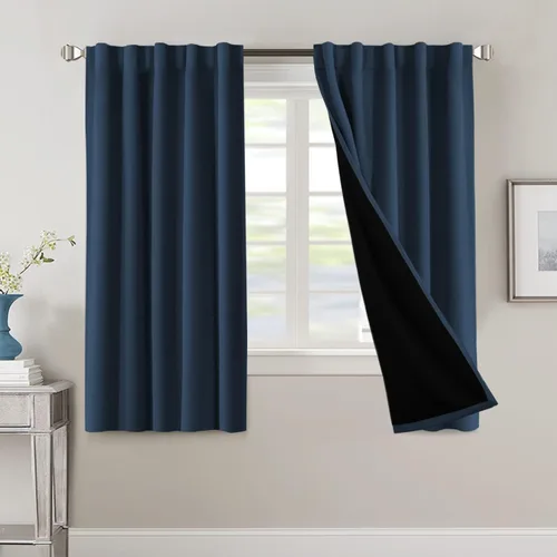 Miniatura 101 de H.VERSAILTEX Cortinas 100% opacas para dormitorio con forro negro, cortinas de oscurecimiento de habitación completa, con aislamiento térmico