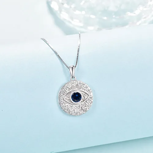 Miniatura 4 de TUGHRA Collar contra el mal de ojo de plata esterlina S925 con dije de mal de ojo, collares de protección, amuleto de joyería de regalo