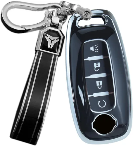 Miniatura 11 de ontto Funda para llavero de 4 botones con llavero compatible con Nissan 2023 X-Trial Kicks Rouge Pathfinder, funda inteligente para llave remota