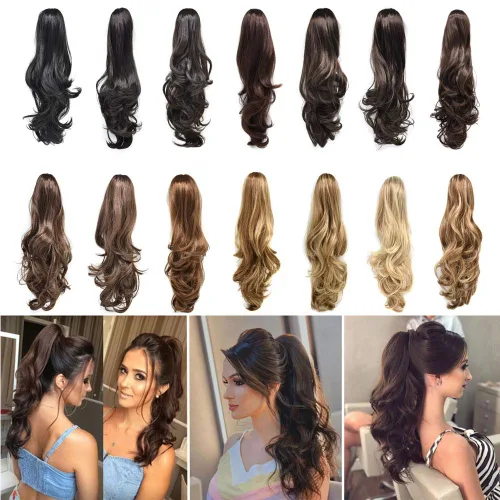 Miniatura 10 de LYRICAL HAIR Extensión de cola de caballo sintética para mujer, con cordón ajustable, pinza de mandíbula, larga, rizada, ondulada, extensión de cola