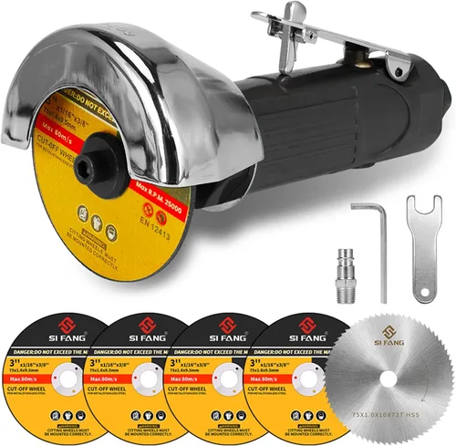 Miniatura 8 de Herramienta de corte de aire de 3 pulgadas, equipada con 5 piezas de discos de corte de 3 pulgadas, herramienta neumática de corte de chapa, 2000 rpm
