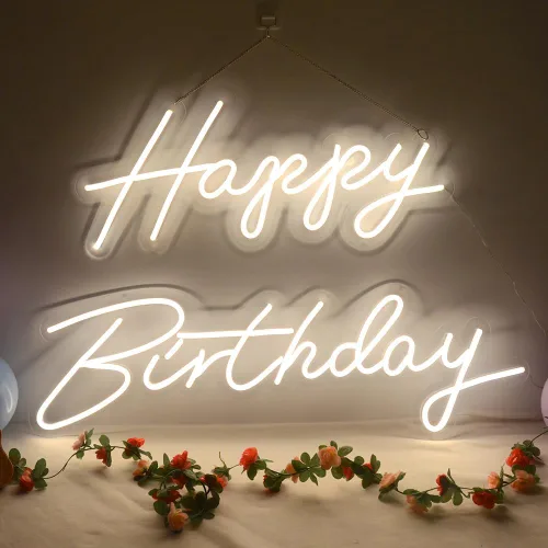 Miniatura 7 de DIVATLA Letrero de neón extra grande de 66 pulgadas / 39 pulgadas para decoración de fiesta de cumpleaños, letreros LED iluminados para telón