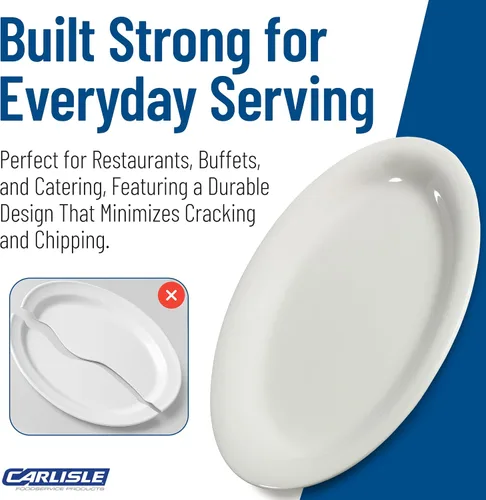 Miniatura 6 de Platos ovalados Carlisle Sierrus de melamine para servir/cenar, Bone, 24 Hueso