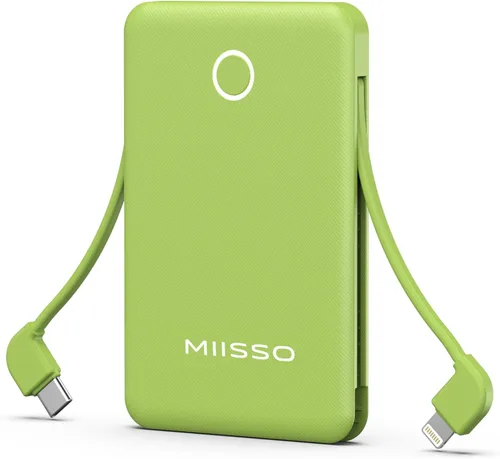 Miniatura 14 de Banco de energía ultra delgado de 6000 mAh, batería externa de 3 salidas compatible con iPhone, 2 unidades, color blanco y morado Paquete de 2 6000