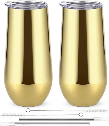 Miniatura 11 de Lifecapido Vasos de copa de champán sin tallo de 12 onzas, paquete de 12 vasos aislados de acero inoxidable para bodas, cumpleaños, Navidad (blanco)