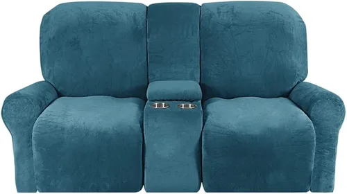 Miniatura 26 de Aedlcal Fundas para sofá reclinable, 10 piezas, fundas de sofá reclinable de felpa de terciopelo con consola central, con bolsillo lateral