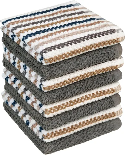 Miniatura 11 de Toallas de cocina de 16 x 26 pulgadas, paquete de 6 paños de cocina grandes de algodón, diseño de rayas de palomitas de maíz, altamente absorbentes