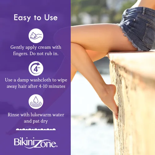 Miniatura 5 de Bikini Zone Removedor de vello en crema – Depilación instantánea para mujeres – Crema depilatoria para pieles sensibles y áreas delicadas – Dura más