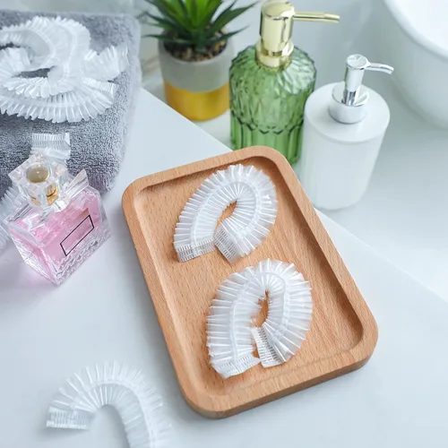 Miniatura 4 de Leyndo 1000 gorros de ducha desechables de plástico impermeables a granel, procesamiento de cabello elástico, grueso e impermeable, para mujeres