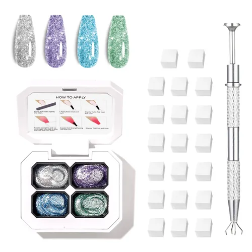 Miniatura 11 de Finger Secret - Juego de 9 colores de esmalte de uñas de gel Ombre Pat, paleta de esmaltes de gel con 20 esponjas de uñas para arte de uñas de gel