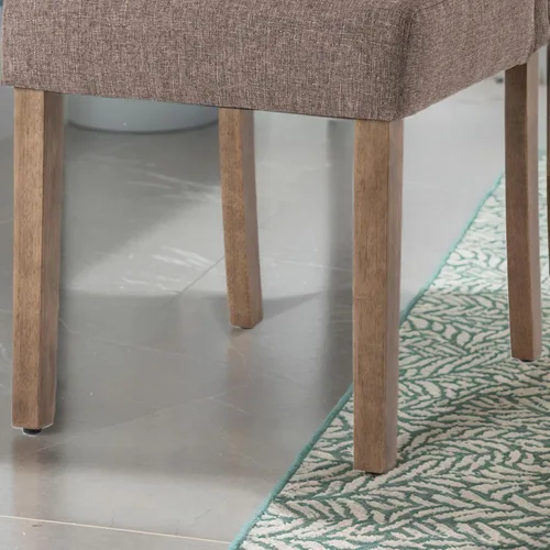 Miniatura 10 de Silla de comedor tapizada moderna y elegante Parsons con respaldo alto con ribete plateado de cabeza de clavo y patas de madera, juego de 2, tela