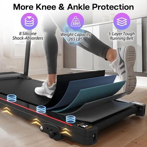 Miniatura 4 de Caminadora plegable, caminadora eléctrica de 2.5 HP para el hogar con Bluetooth e inclinación, portátil, fitness, correr, entrenamiento,