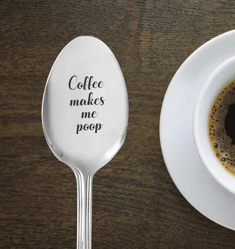 Miniatura 2 de Regalos divertidos Cuchara grabada de café me hace caca Regalo para amantes del té del café para cumpleaños Aniversario Relleno de calcetín