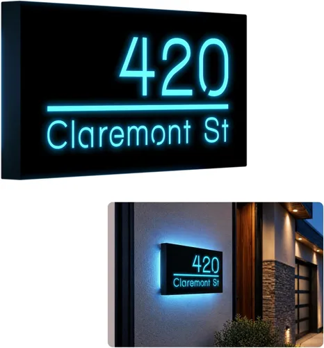 Miniatura 8 de Números de Casa Retroiluminados de 12V para Casa, Números Iluminados Personalizados, Placa de Dirección Iluminada con LED (30X15CM, Luz Blanca)