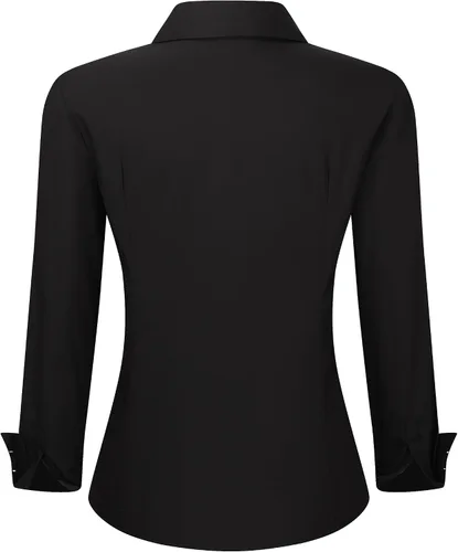 Miniatura 2 de Esabel.C Camisas de manga larga con botones para mujer, ajuste regular, blusa de trabajo elástica