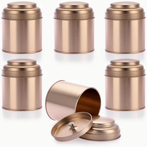 JUXYES Paquete de 6 latas de té con tapas dobles herméticas, 8 onzas líquidas, almacenamiento de té de hojas sueltas herméticas para almacenamiento